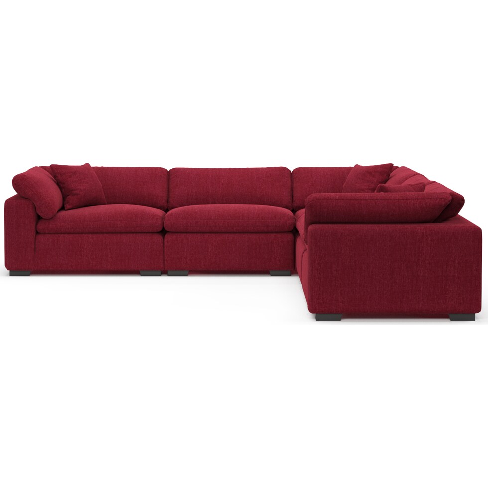 plush red sectional   