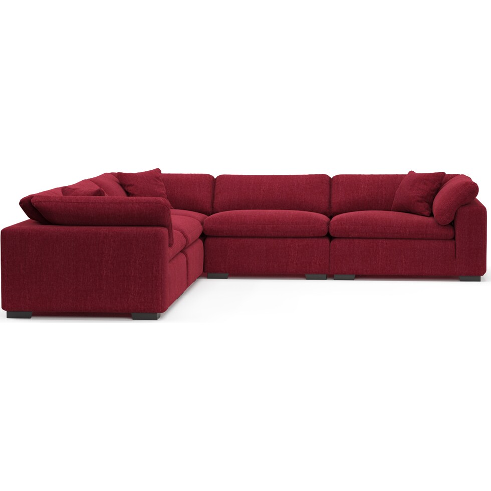 plush red sectional   