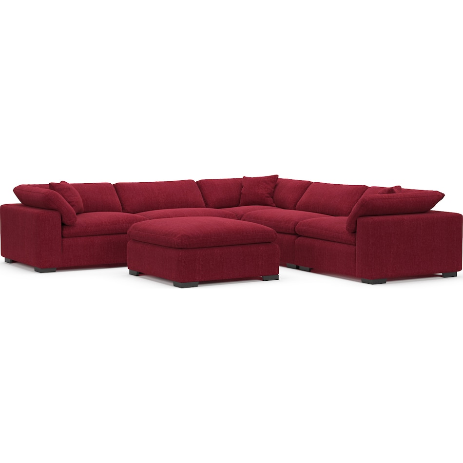 plush red sectional   