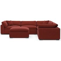 plush red sectional   