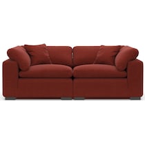 plush red sofa   