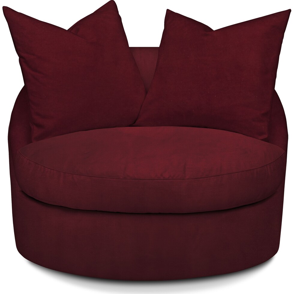 plush red swivel chair   
