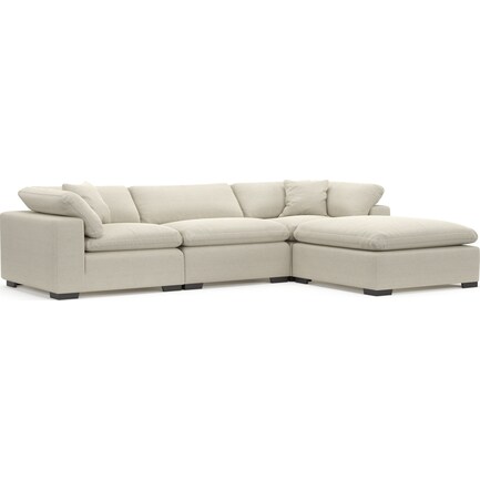 Plush Feathered Comfort 3-Piece Sofa with Ottoman - Curious Pearl