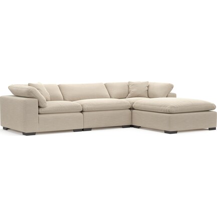 Plush Feathered Comfort 3-Piece Sofa with Ottoman - Dudley Buff