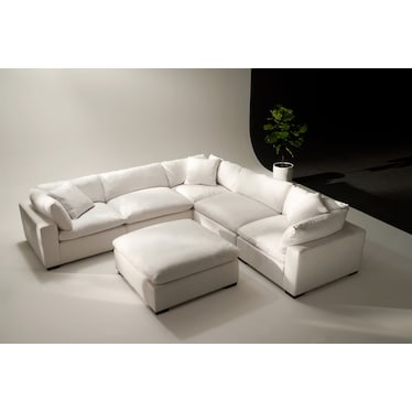 Plush 5-Piece Sectional and Ottoman