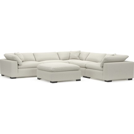 Plush Core Comfort 5-Piece Sectional with Ottoman - Living Large White