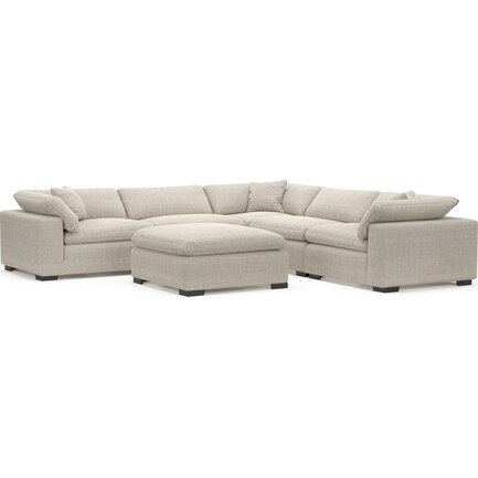 Plush Feathered Comfort 5-Piece Sectional and Ottoman - Mason Porcelain