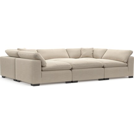 Plush Feathered Comfort 6-Piece Pit Sectional - Dudley Buff