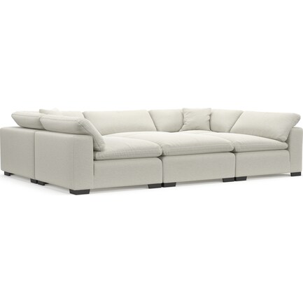Plush Feathered Comfort 6-Piece Pit Sectional - Living Large White