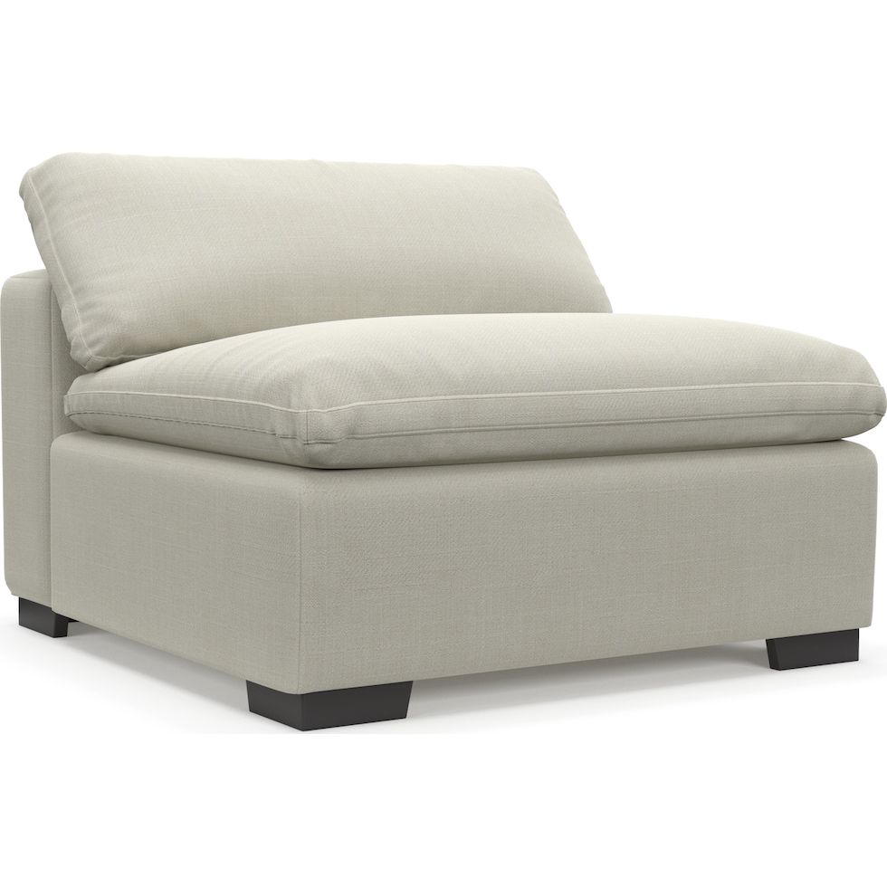 plush white armless chair   