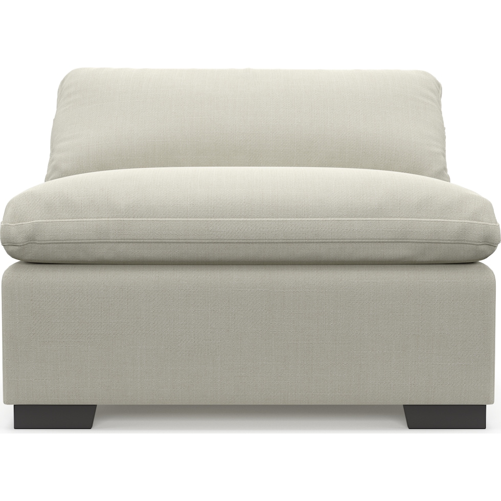 plush white armless chair   