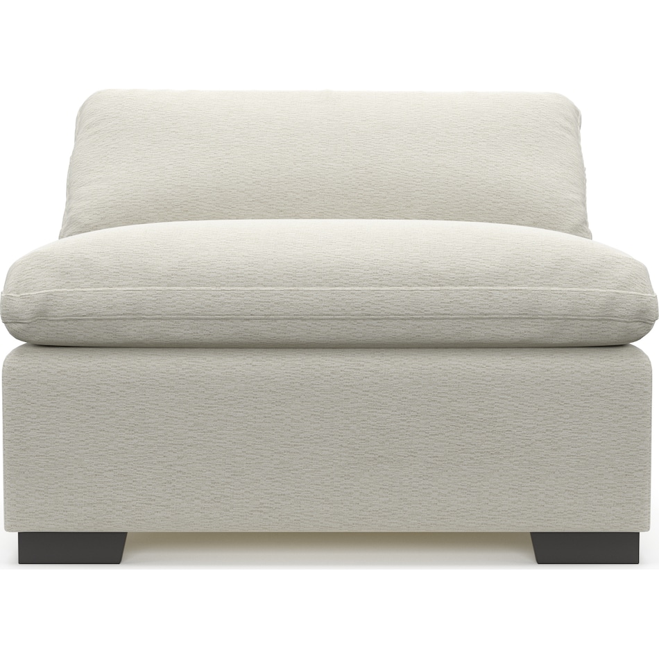 plush white armless chair   