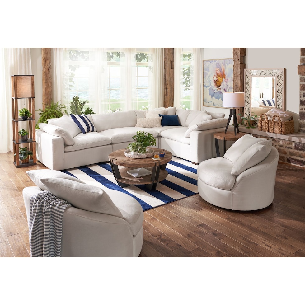 plush white sectional   