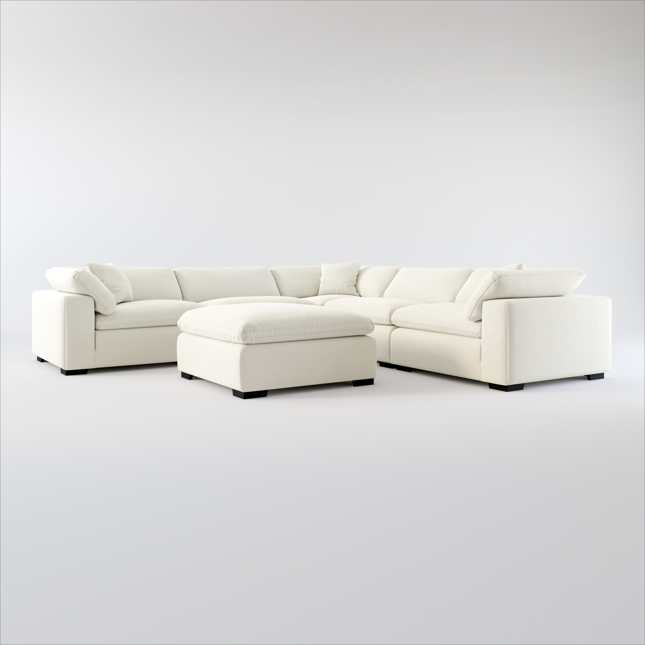 Plush Core Comfort 5 Piece Sectional and Ottoman in Anders Ivory American Signature Furniture