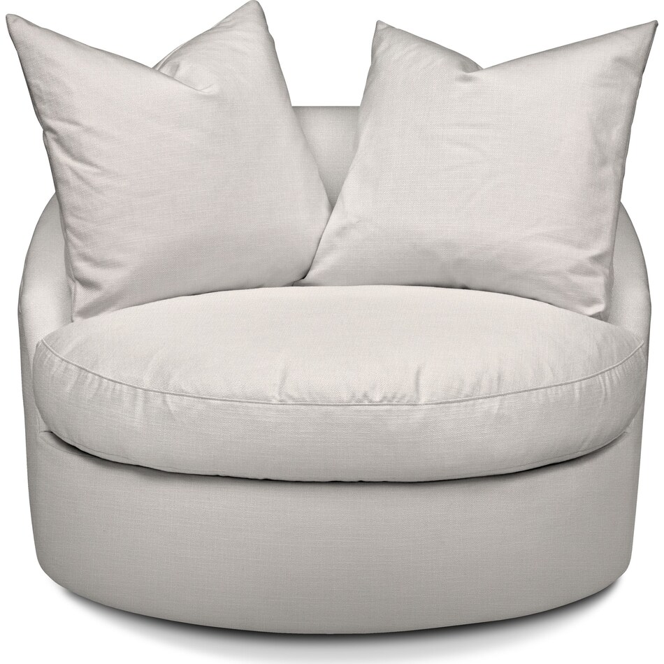 plush white swivel chair   