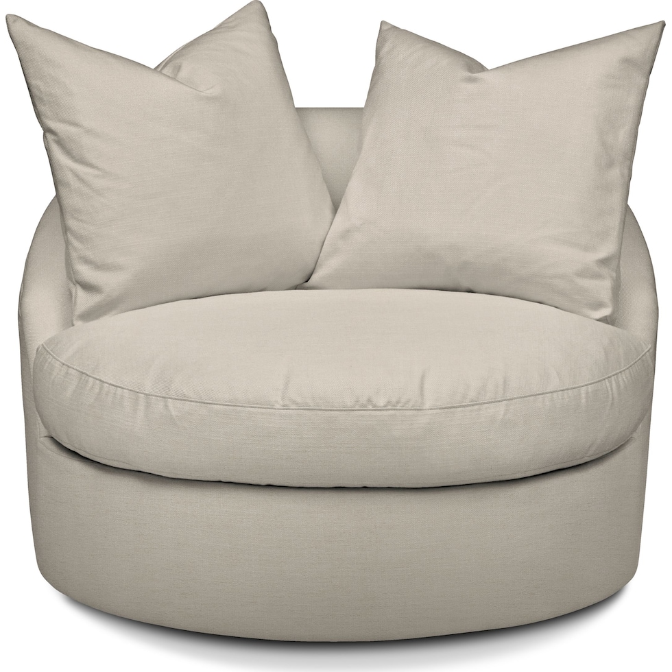 plush white swivel chair   