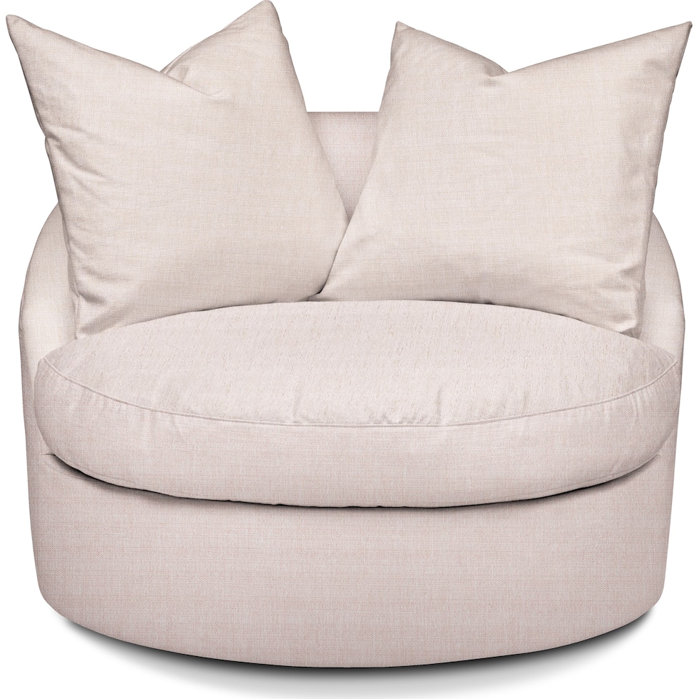 plush white swivel chair   