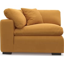 plush yellow armless chair   