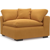 plush yellow armless chair   