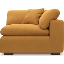 plush yellow armless chair   