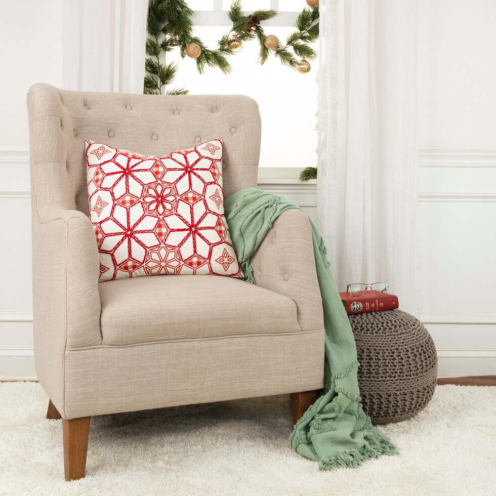 poinsettia red accent pillow   