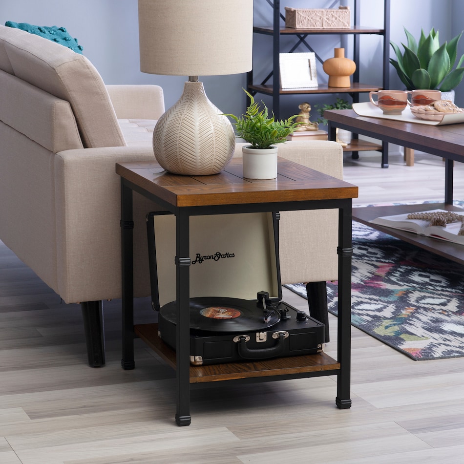 polson dark brown end table   