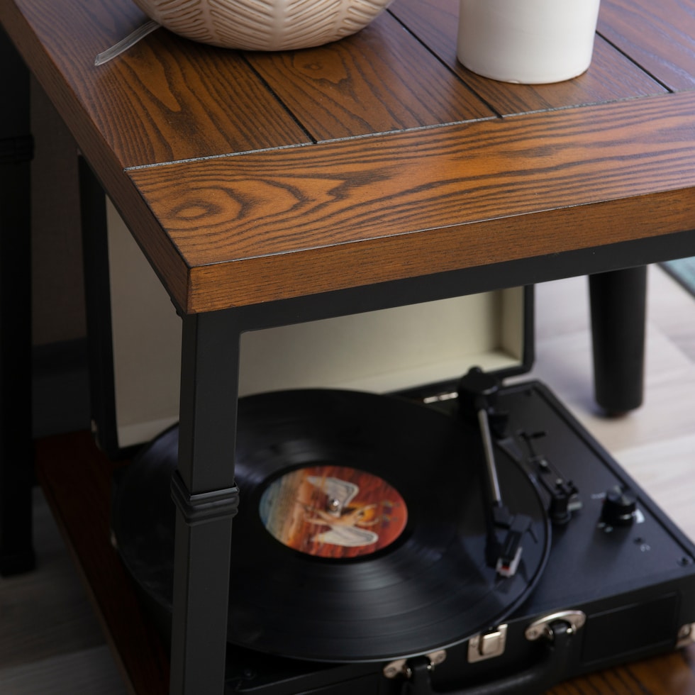 polson dark brown end table   