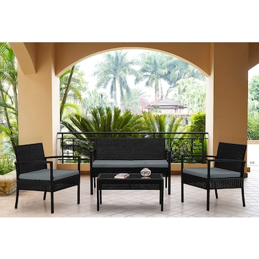 Portland Outdoor Loveseat, Set of 2 Chairs and Coffee Table