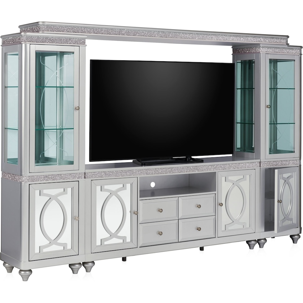 posh tables silver entertainment wall unit   