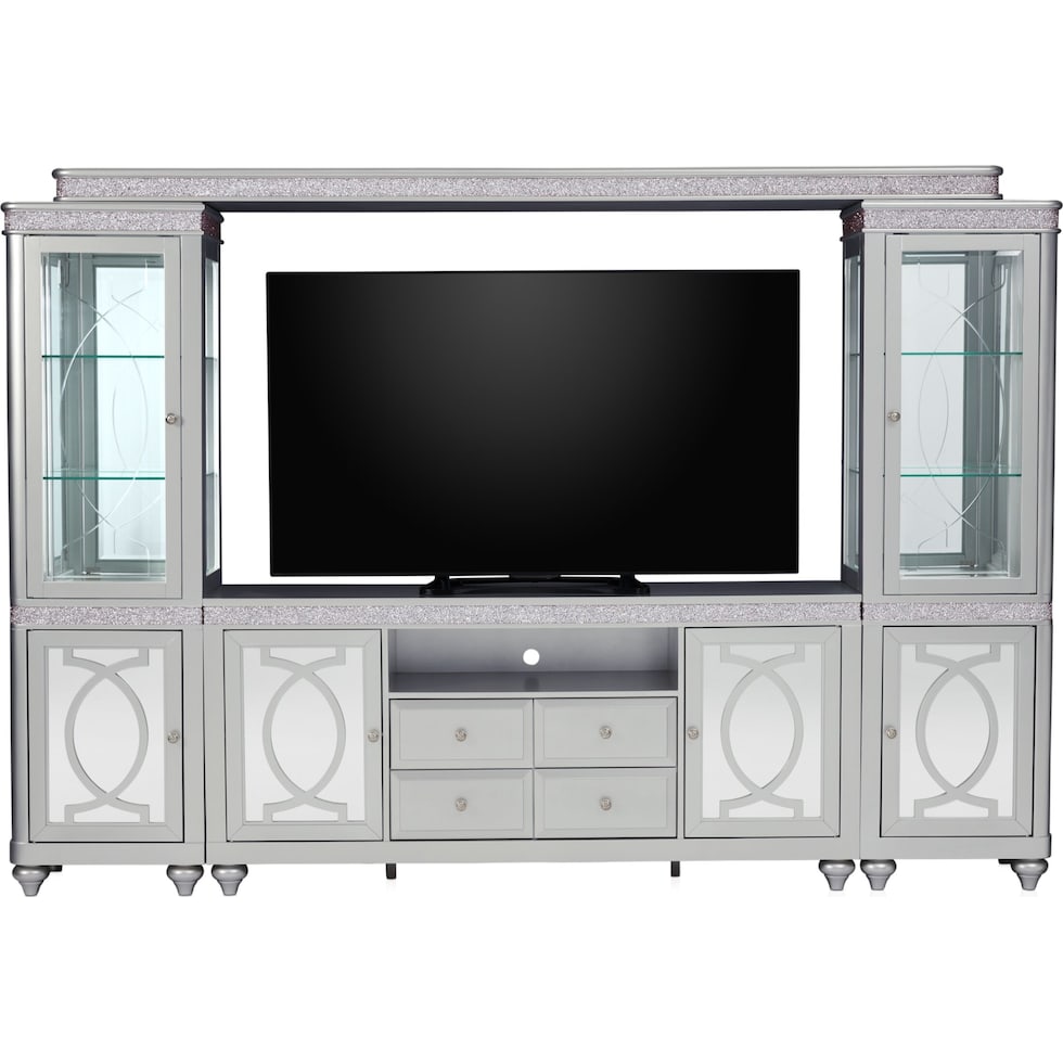 posh tables silver entertainment wall unit   