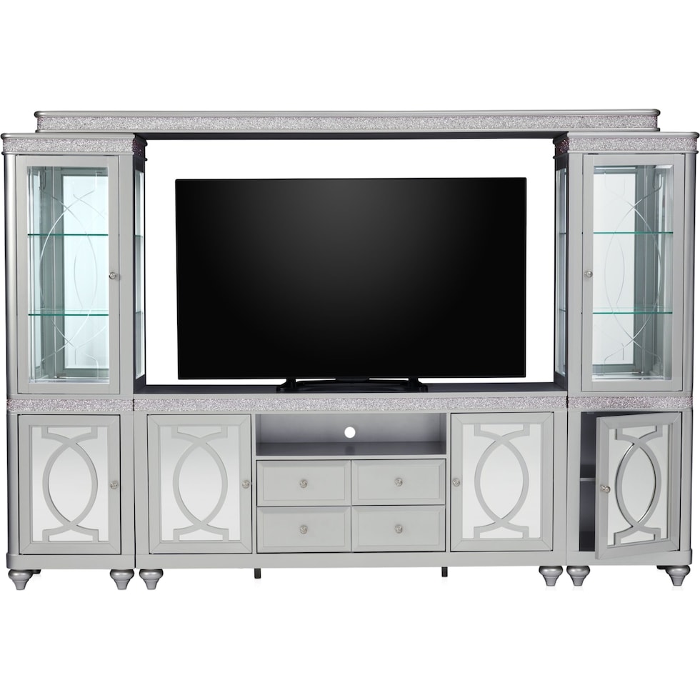 posh tables silver entertainment wall unit   