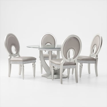 Posh Round Dining Table and 4 Dining Chairs