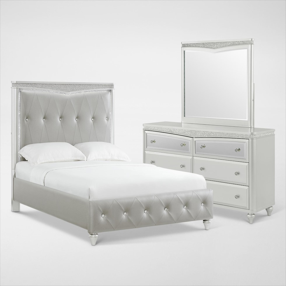 posh silver  pc full bedroom   