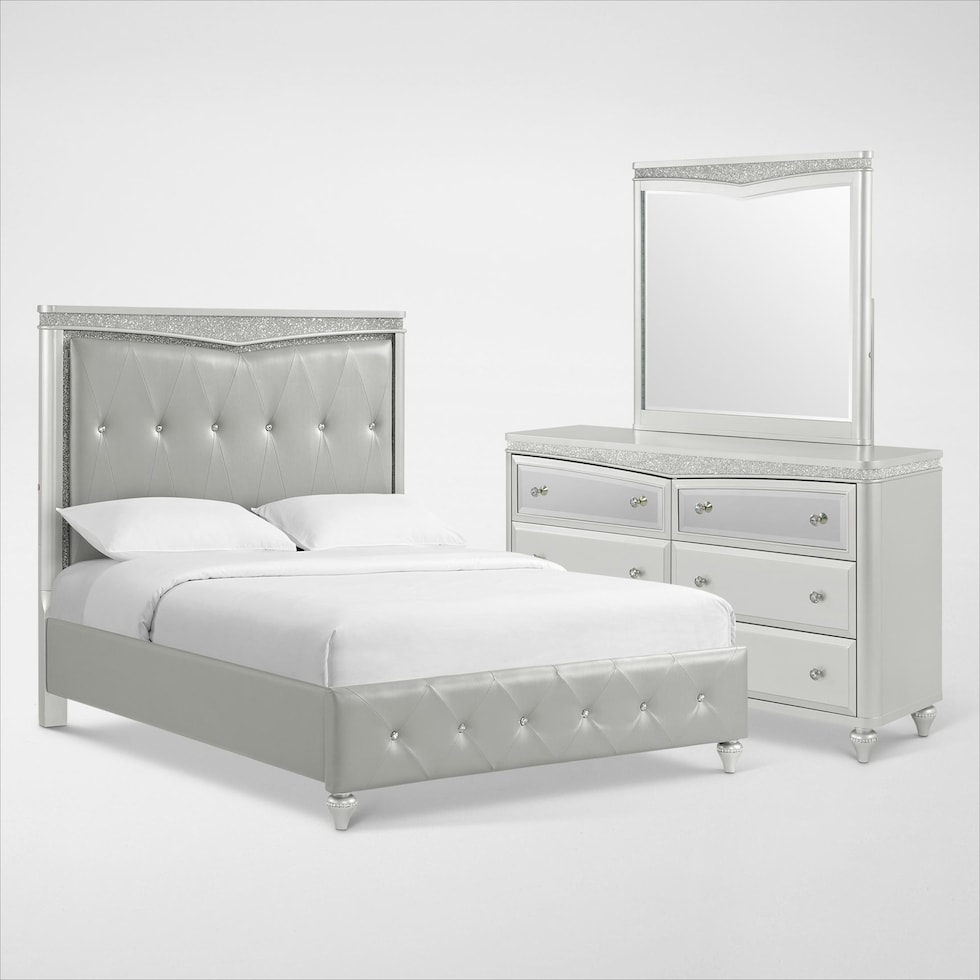 posh silver  pc king bedroom   