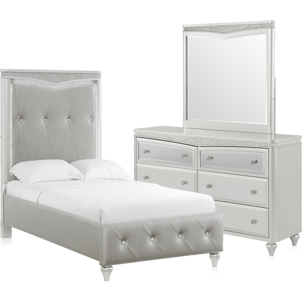 posh silver  pc twin bedroom   