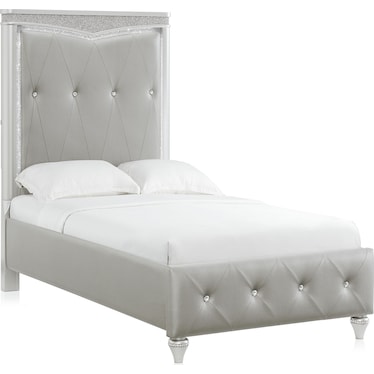 Posh 5-Piece Upholstered Twin Youth Bedroom Set with Dresser and Mirror
