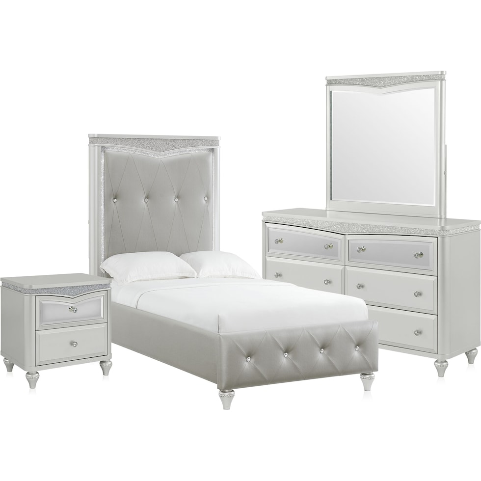 posh silver  pc twin bedroom   