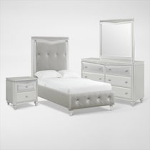 posh silver  pc twin bedroom   