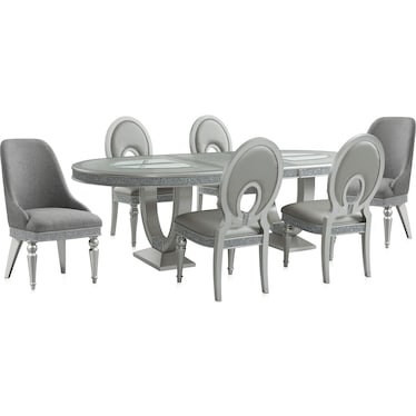 Posh Dining Table, 4 Dining Chairs and 2 Host Chairs