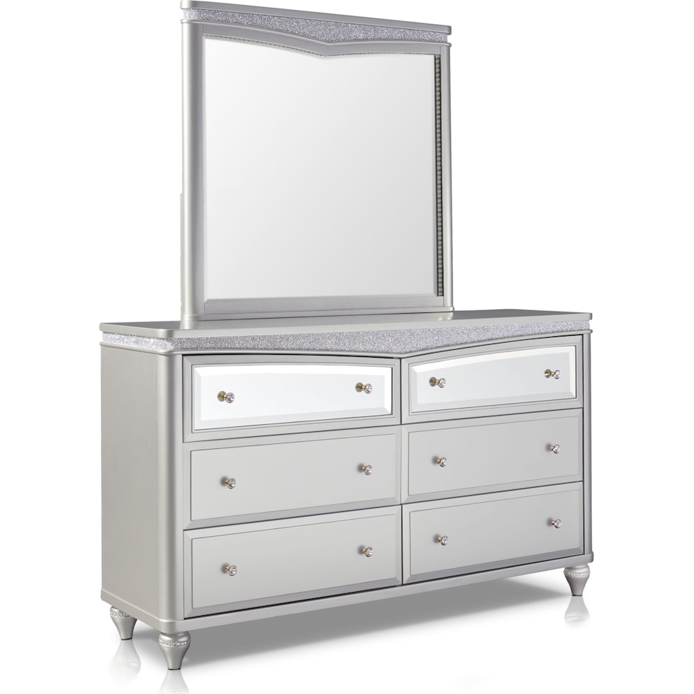 posh silver dresser and mirror   