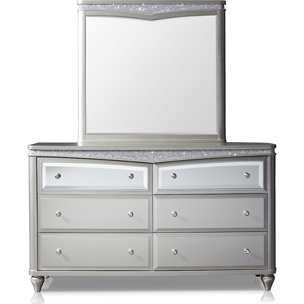 posh silver dresser and mirror   