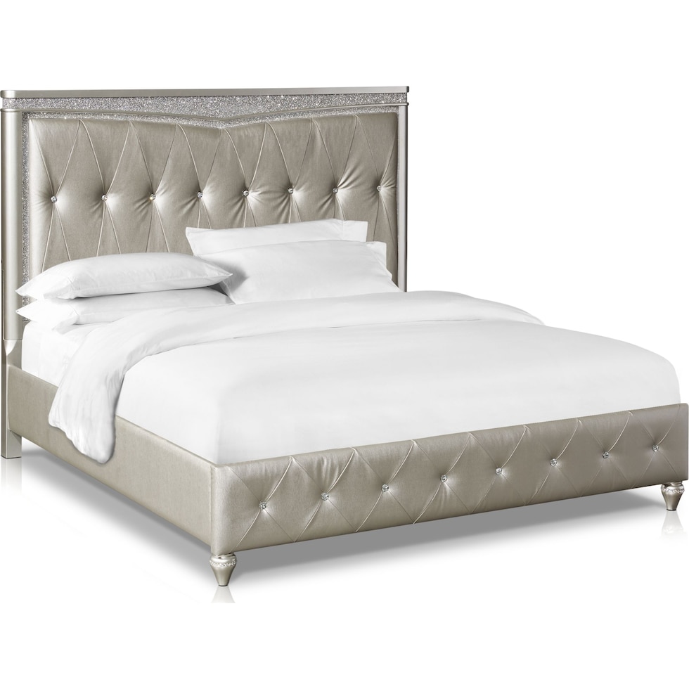 posh silver king bed   