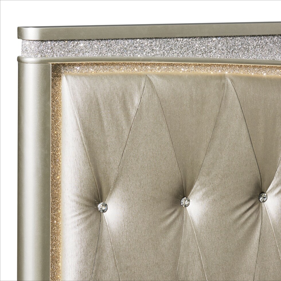 posh silver queen bed   