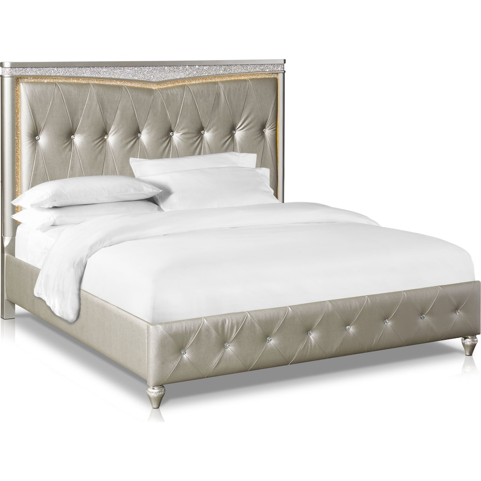 posh silver queen bed   