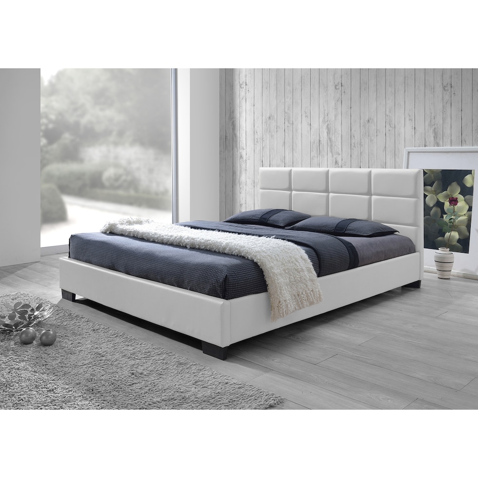 potenza white queen bed   