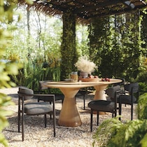 potter orange dining table   