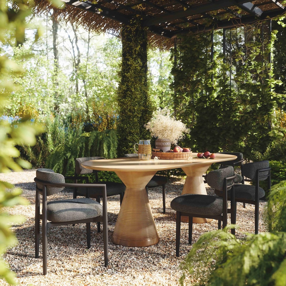 potter orange dining table   