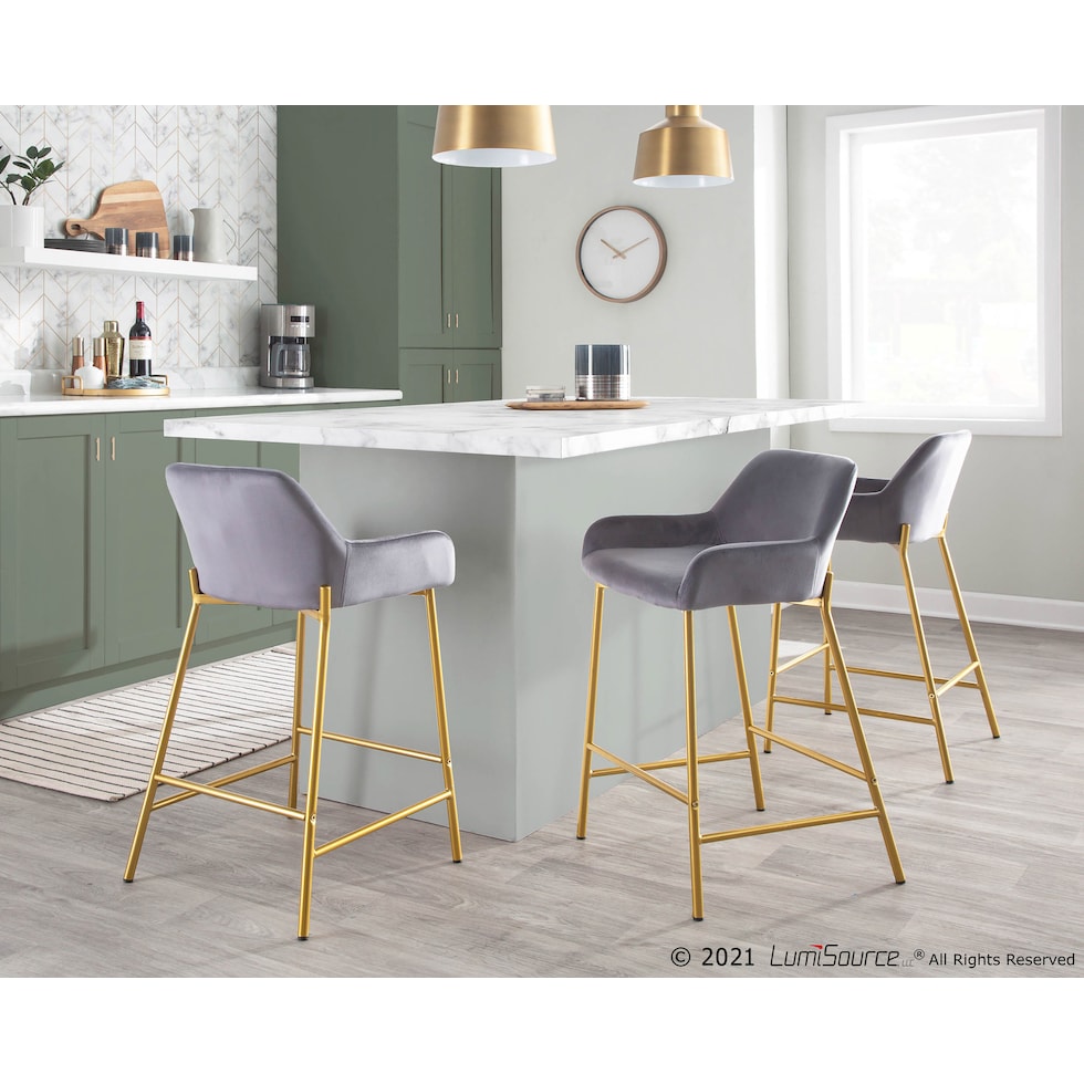 prague silver counter height stool   