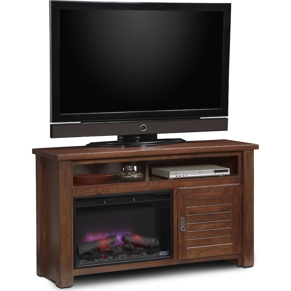 prairie dark brown fireplace tv stand   