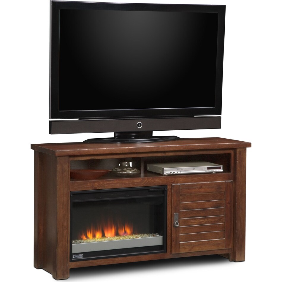 prairie dark brown fireplace tv stand   